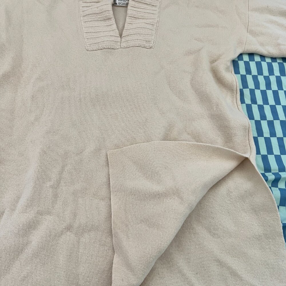 Vtg Bonnie Cashin Ivory Wool Tunic Sweater Collar Side Slits M - Picture 8 of 10